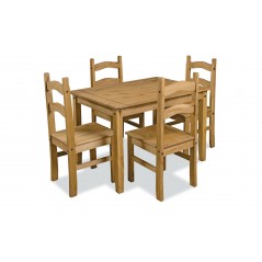 DC Corona Mexican 4' Dining Set (KD) Waxed Pine